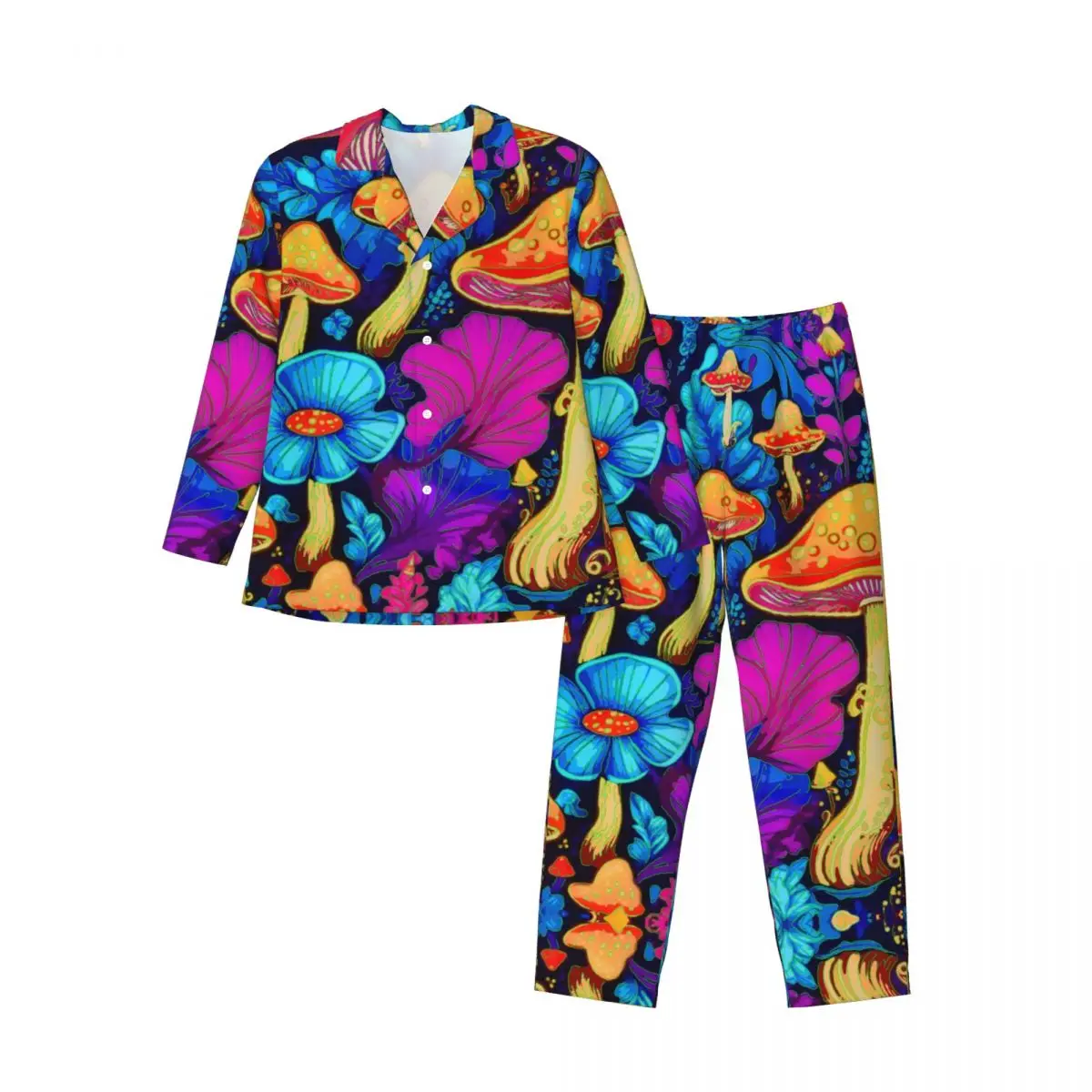 Men's Home Suits Long-sleeved Psychedelic Mushroom Sprin Suits for Autumn and Winter Pajamas for Men