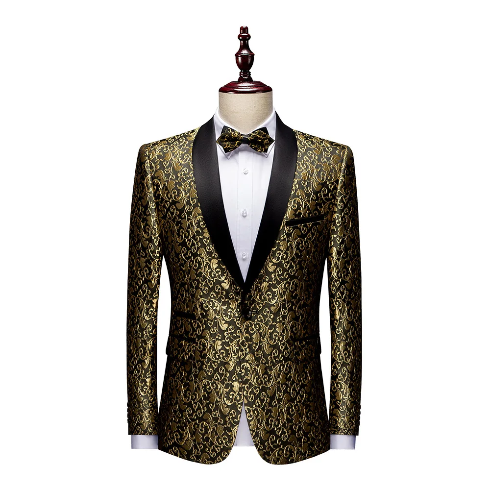 Traje de novio y padrino de boda P041 para hombre, vestido Jacquard, Chaqueta de traje de moda, un solo Oeste, Multicolor, Delgado, actuación en escenario, nueva