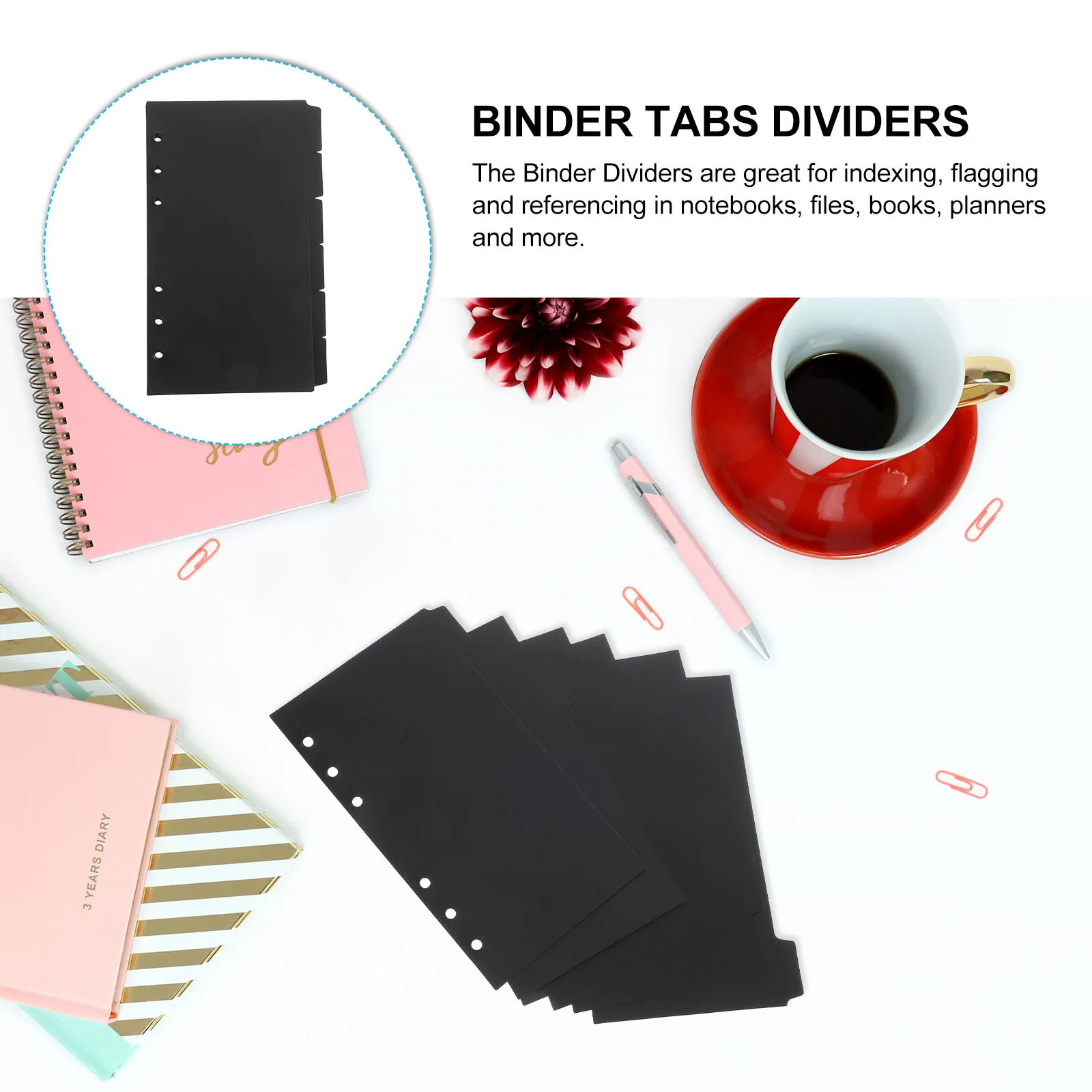 

3pcs Plastic Binder Dividers 3 Hole Punch Index Tabs For Loose Leaf Notebook Page Markers Notepad Divider Tabs School Office