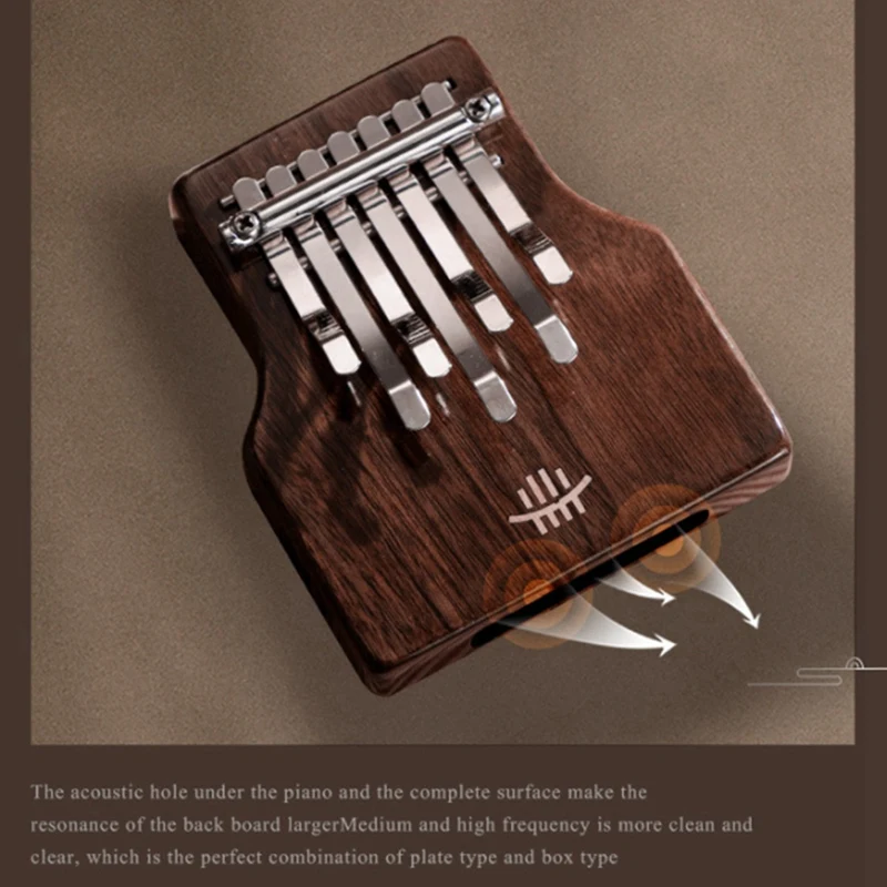 Hot AD-Hluru A Thumb Piano Mini Professional Chords Kalimba 7 Keys Note Tone Knock Musical Instrument Black Walnut Bottom Openin