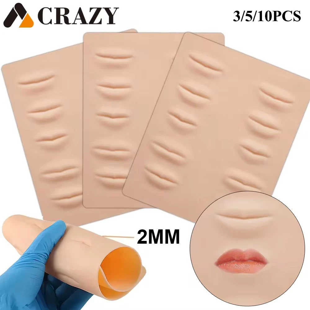 

10/5/3PCS 3D Microblading Tattoo Practice Skin Lip Thickened Silicone Tattoo Lips Skin for Permanent Makeup Lips Tattoo Beginner