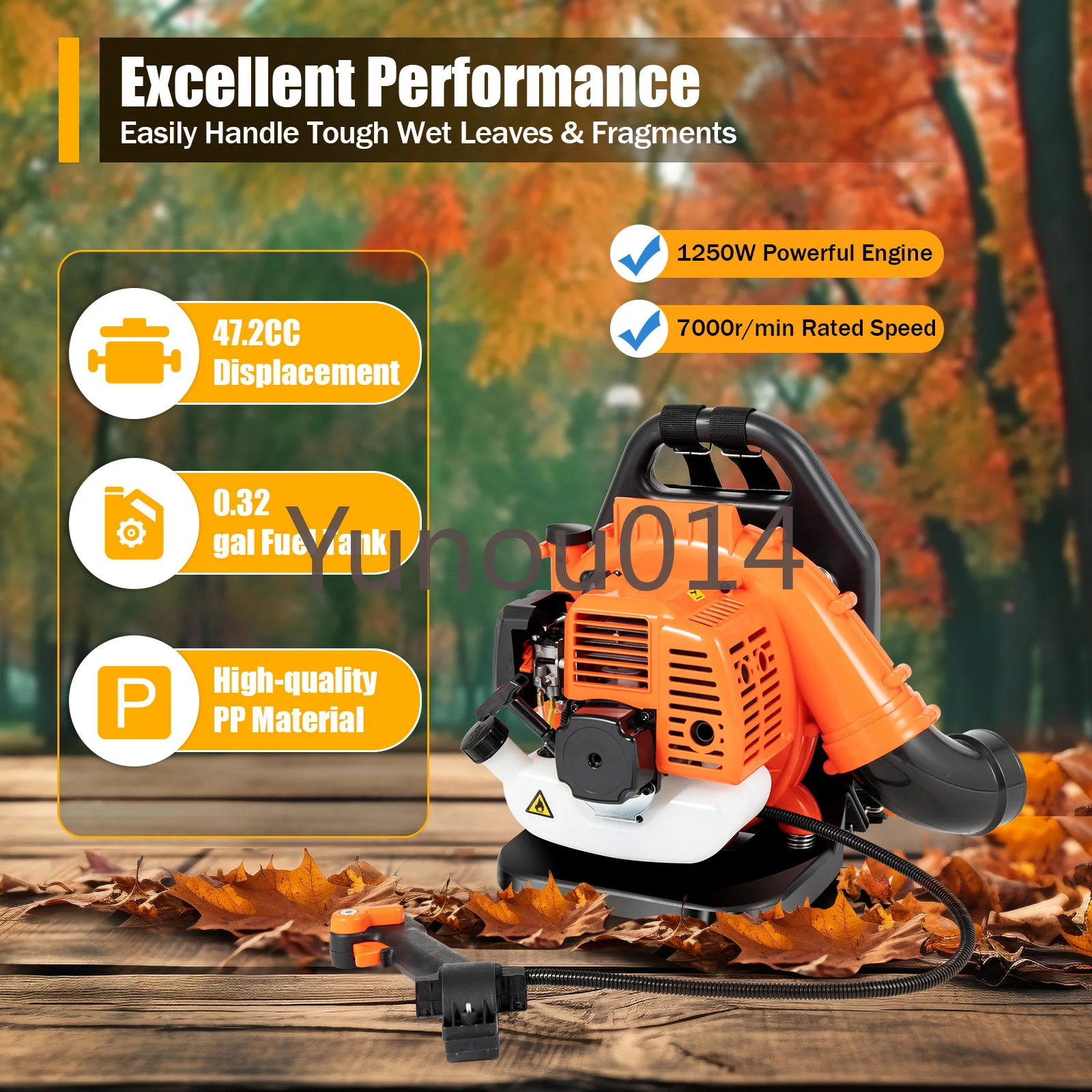 42.7CC Back Pack Blower Two-stroke Engine Gas Powered Leaf Blower with Silencers