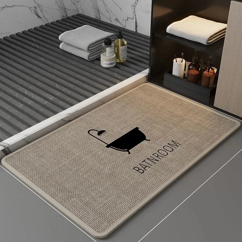 Practical Linen Diatomaceous Earth Woven Bathrooms Mats Absorbent Floor Mats Dirt Resistant and Anti Fall Carpet Door Mats New