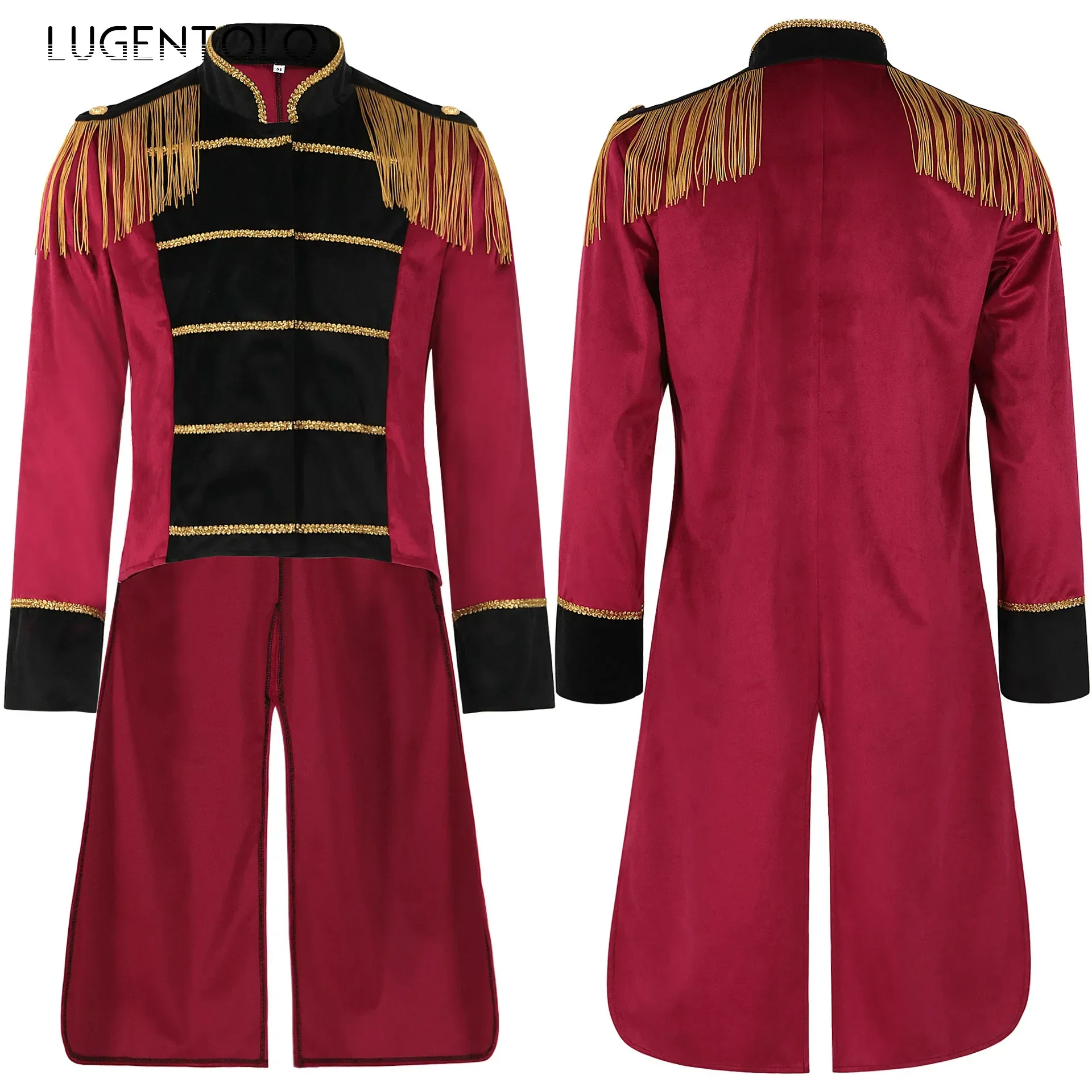 Men Punk Trench Medieval Costume Tailcoat Retro Casual Stand Collar Circus Snare Drums Party New Halloween Long Jackets