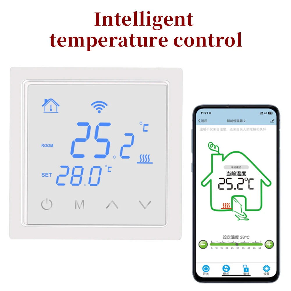 

Tuya WiFi Smart Floor Heating Temperature Controller Low Power Electric Thermostat App Control Temperature Regulation System