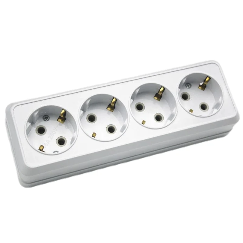 1pcs 16a 250v White Grounding Multi-Position Exposed Four-Position Wall European Socket