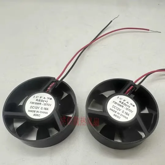 ICFAN F3510WR-12TCV DC 12V 0.18A 35x35x10mm 2-Wire Server Cooling Fan