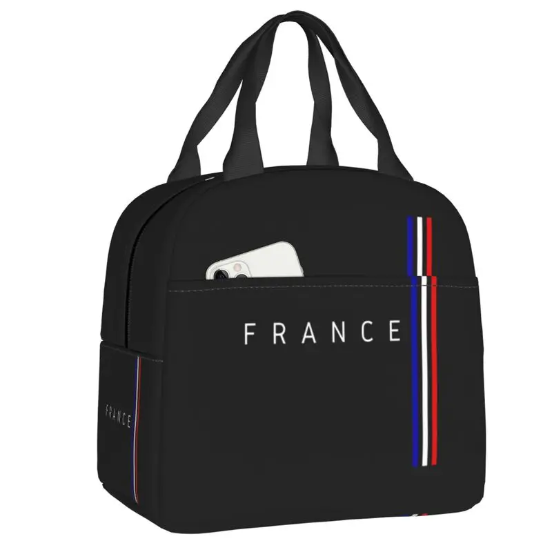 Custom French Flag France Pride Lunch Bag Men Women Thermal Cooler Insulated Lunch Container for Student School Work