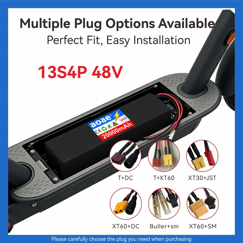

48V Electric Scooter Battery 20Ah 18650 Grade-A Cells 13S4P Built-in BMS T-XT60 for Kugoo M4 M4Pro Max Speed Series