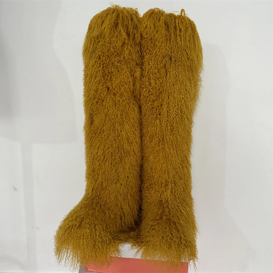 72cm Women's Thigh High Mongolian Fur Snow Boots Winter New Sheep Fur Snow Boots Women's Boots Leg Warm Boots Non-Slip Soles view 3