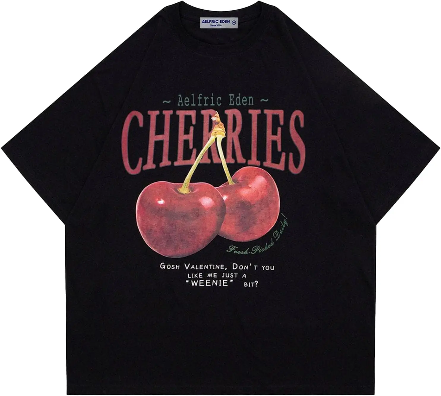 Aelfric Eden Oversized Graphic Tees Unisex Cherries Print T Shirts Casual Summer Short Sleeve Top Cotton Cute Tee Shirt 50982