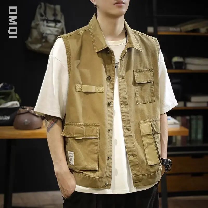 

Мужской винтажный жилет 2025 года, инструменты для сращивания, джинсовый жилет с несколькими карманами