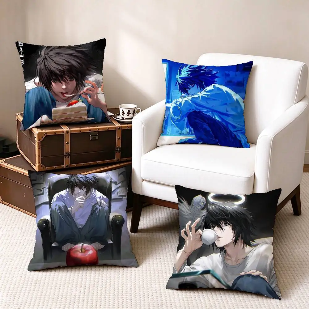 Anime D-Death Note L-Lawliet Square Double-Sided printed Pillow Case Bedroom Bedside Pillow Sofa Cushion Cover