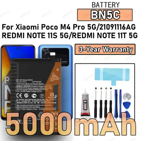 100% New High Quality BN5C Battery For XIAOMI POCO M4 PRO 5G/21091116AG/REDMI NOTE 11S 5G/ NOTE 11T 5G Replacement Battery Bater