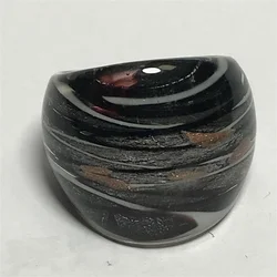 New Handmade For Women Retro Style Murano Glass Liuli  White Lines Black Rings Fashion Jewelry