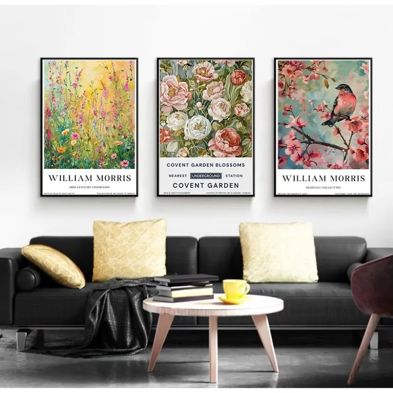 William Morris Exhibition Poster Vintage Classic Nature Botanical Flower Animals Canvas Painting Wall Art Living Room Home Decor