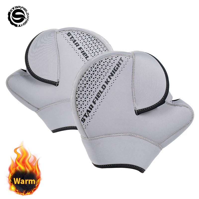 SFK Grey Motorcycle Cycling Handlebar Mitts Winter Warm Windproof Rainproof Snowproof Grip Muffs Gloves Cover Riding Equipment