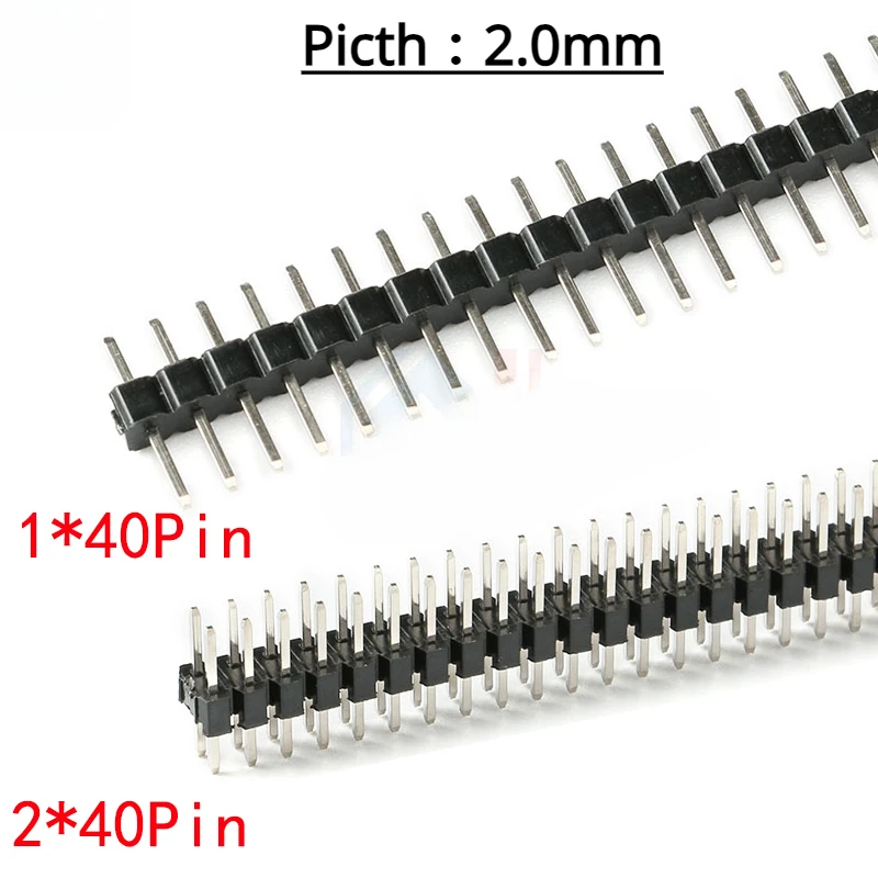 10PCS/Lot 2.0mm Pitch 2.0 Single / Double Row Male Pin Header 1x40P  2x40p 2.0mm male pin header copper connector