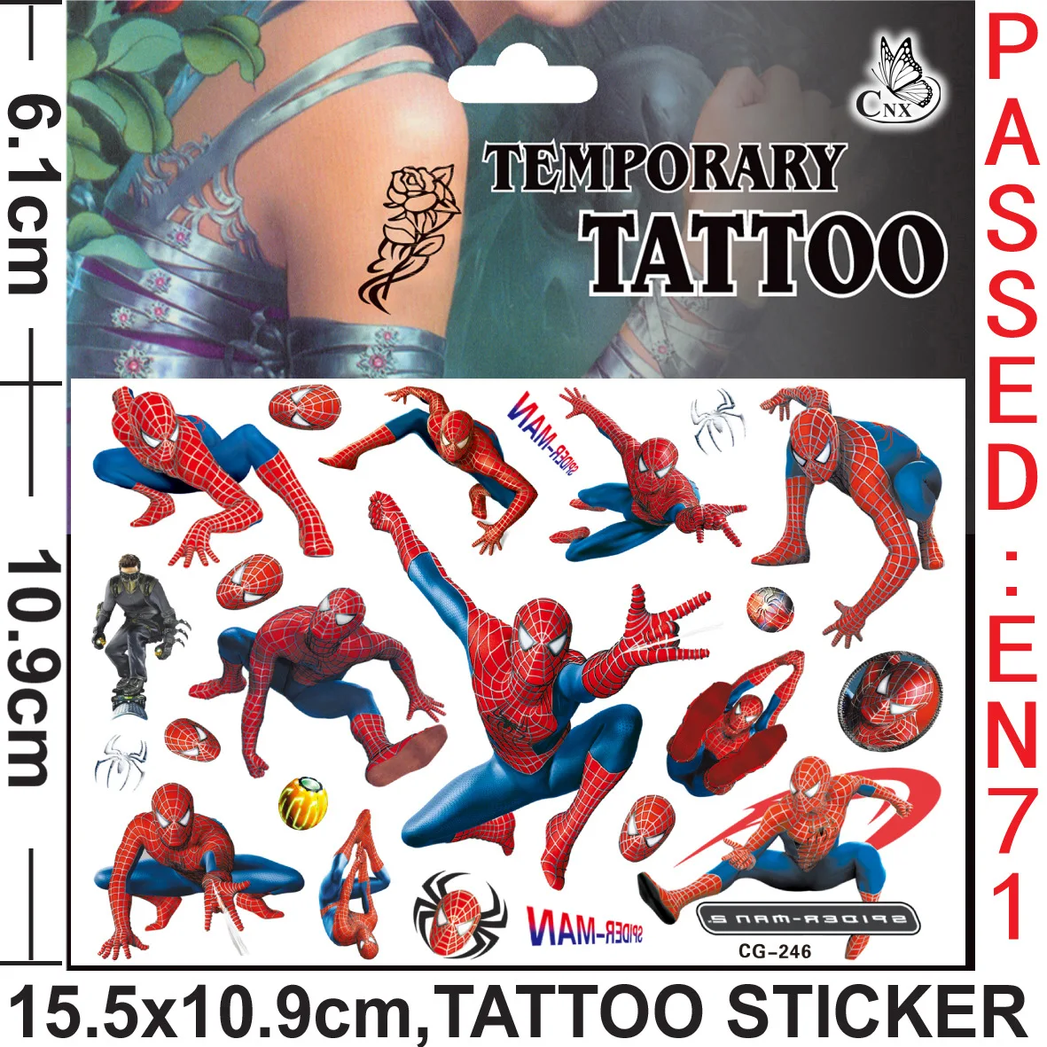 One Piece Children\'s Cartoon Spiderman Tattoo Sticker Water Transfer Sticker Kindergarten Reward Sticker Fashion Sticker pack