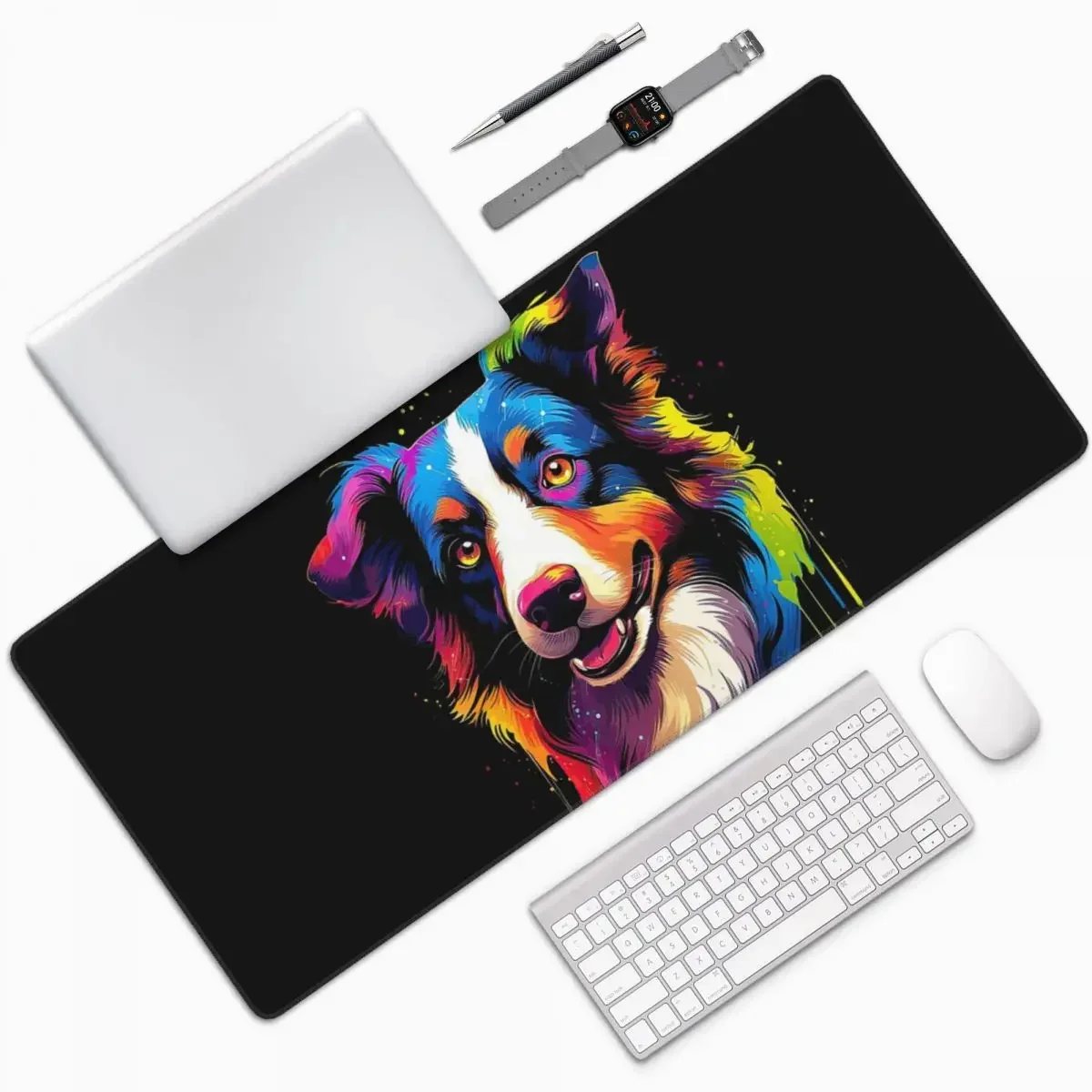 

Большой коврик для мыши бордер-колли, компьютерная клавиатура, коврик для мыши, игровой коврик для ноутбука, офисные аксессуары, настольные коврики