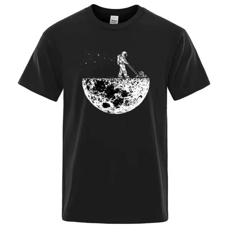 Astronauts cherish the lunar environment Fun printed T-shirts Men\'s loose oversized clothing Summer soft T-shirts Hip Hop T-shir