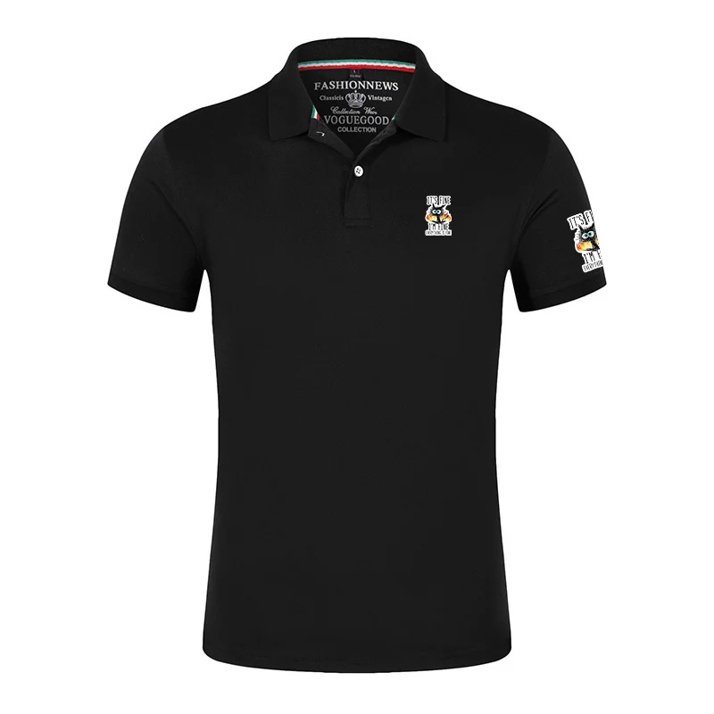 

Funny Cool Cat 2025 Summer Men's Everything is Fine Logo Print Comfortable High Quality Breathable Casual Summer Polo Shirt