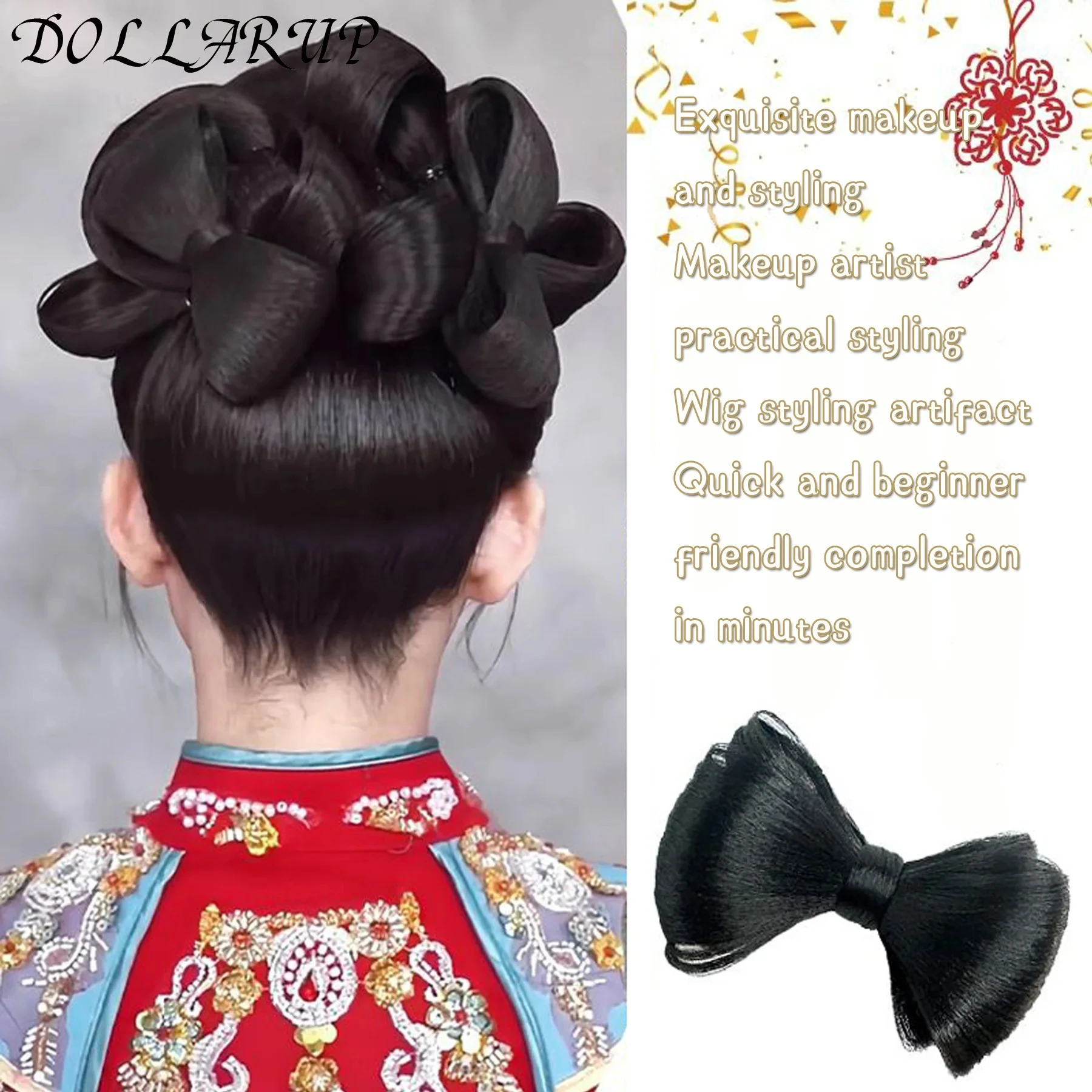 JKL Synthetic Natural Fake Hair bow wig Hair Bag Fluffy Cute Coil Hair Artifact Classical Chinese Oriented Hair Ancient style