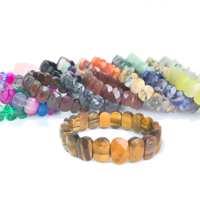 الكريستال الطبيعي حجر الكوارتز أساور مربعة اليدوية الريكي شفاء التأمل أساور مطاطا حبل فنغشوي زوجين مجوهرات