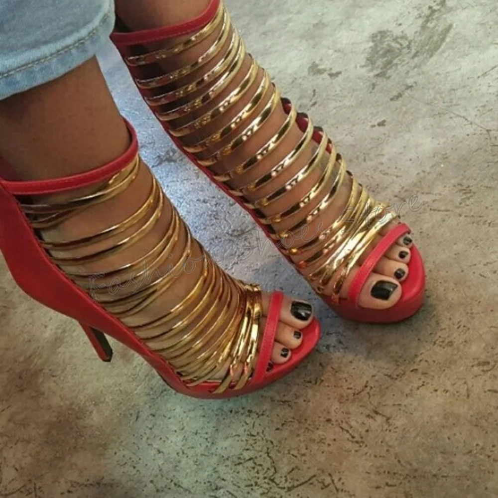 

Red Open Toe String Decor Sandals Comfortable Stilettos High Heels High Heel Shoes for Women Heels 2024 New Zapatos Para Mujere