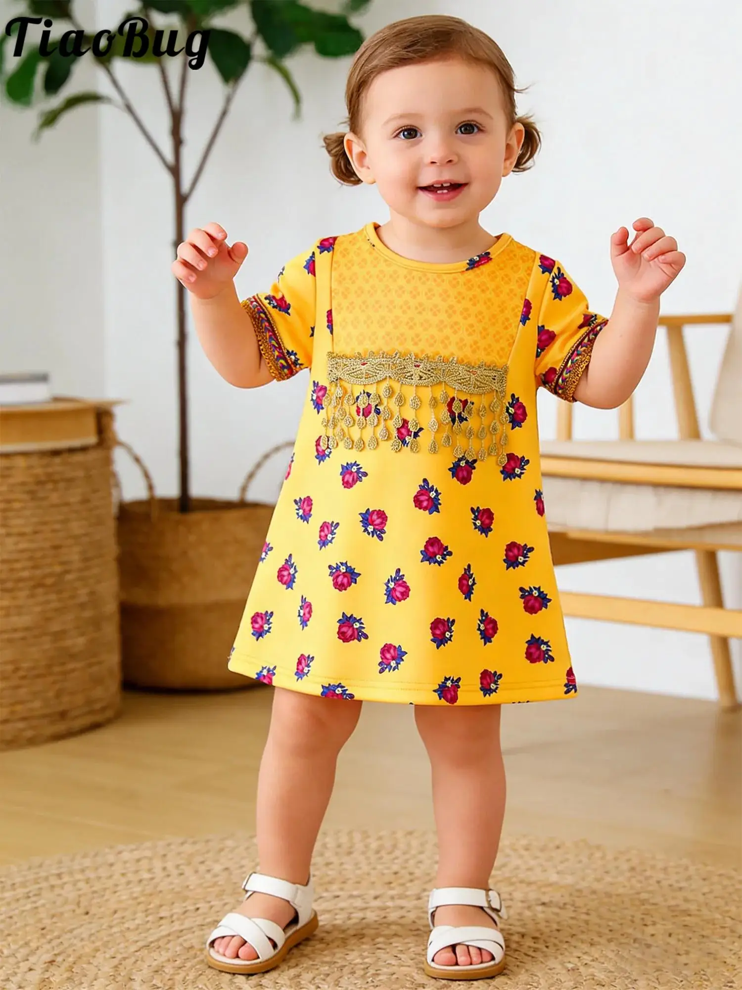 

Мексиканское платье с вышивкой для маленьких девочек, платья с короткими рукавами и цветочным принтом, детская одежда, платье для дня рождения, праздника