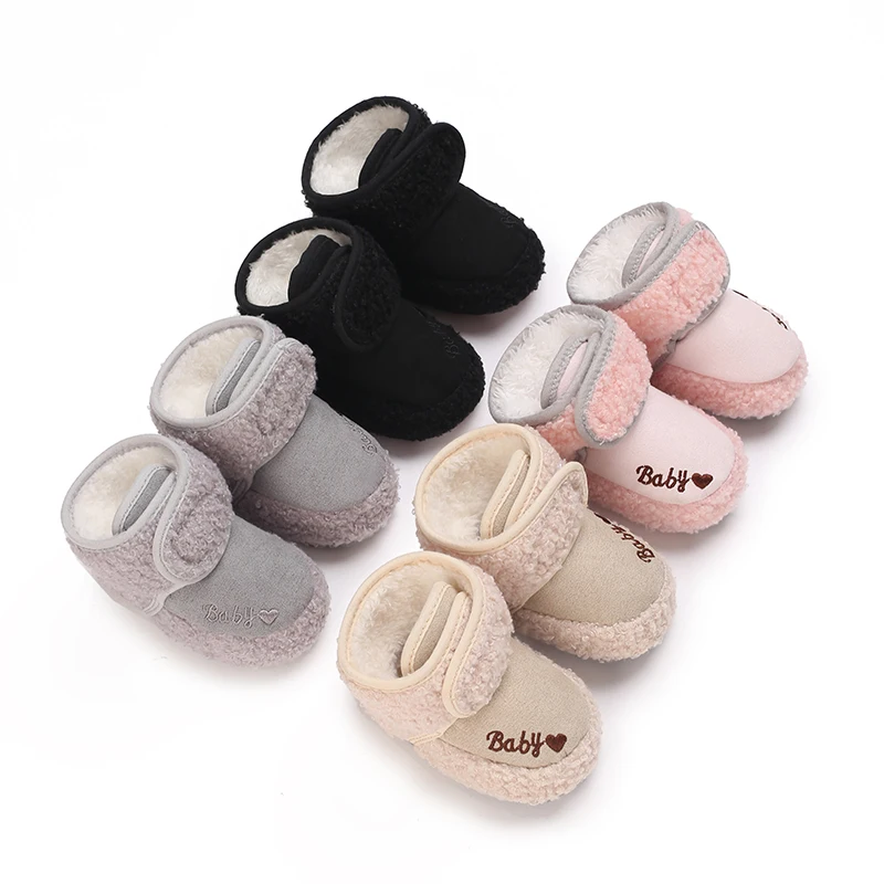 

Baby Cotton Shoes With Plush Winter Soft Sole Thick Learning Shoes For Boys And Girls Anti Slip And Not Falling Off