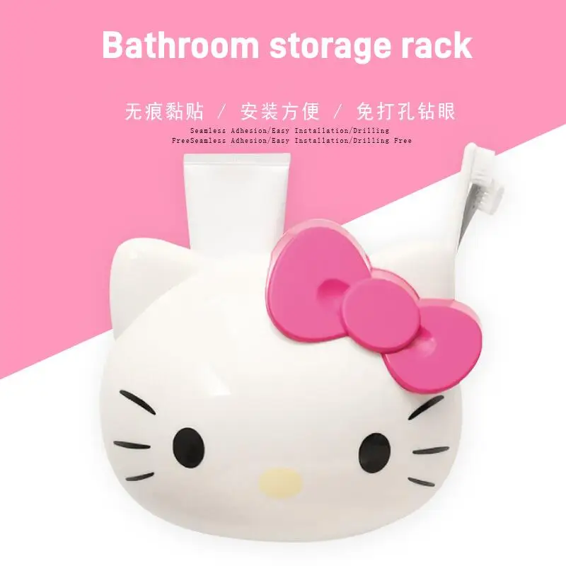 

Sanrio Hello Kitty Toothpaste/Toothbrush Holder Cute Anime Cartoon Bathroom Large Capacity Fashion Storage Rack Holiday Gifts