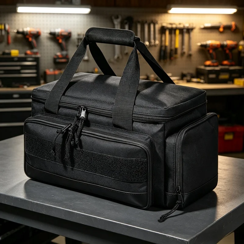 Heavy‑Duty 14‑Inch Tool Storage Tote Bag, Wear‑Resistant Portable Organizer for Home Workshop Repair Maintenance Work