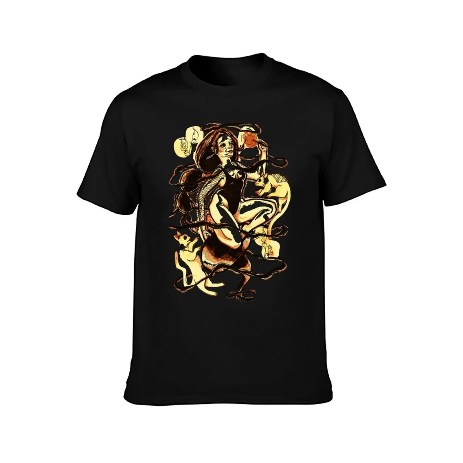 Thicc wicken cat lady T-Shirt Art Pattern Printed Casual Top T-Shirt