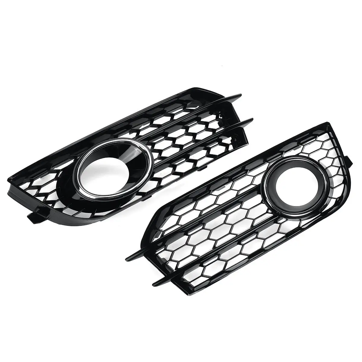 Black/Chrome Silver Car Front Lower Bumper Fog Light Grille Fog Lamp Grill Protector Cover For AUDI A1 8X 2010-2014 8X0807682A