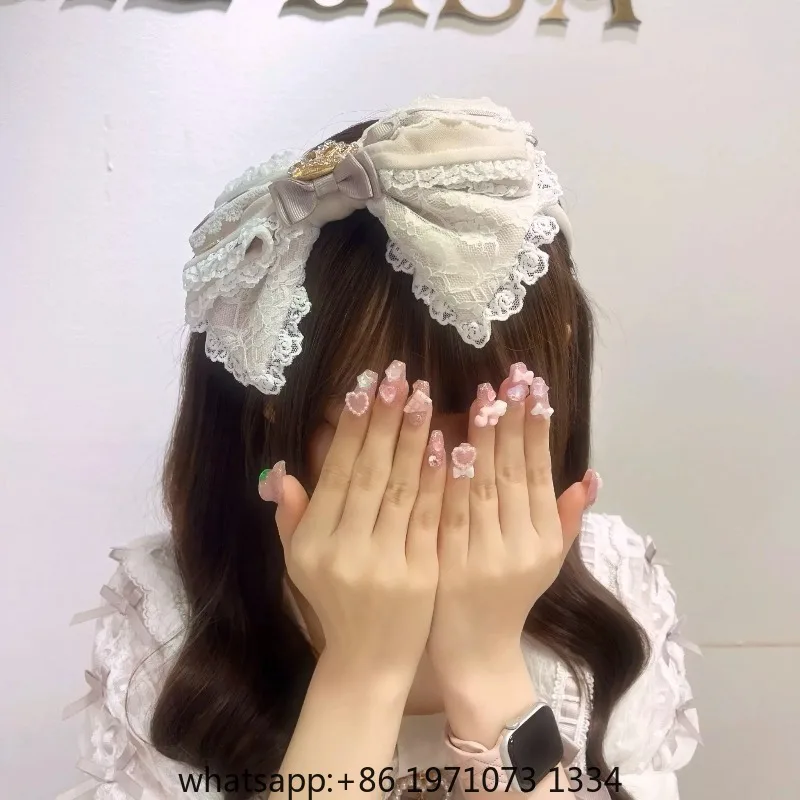 Lace Lovely Crown Bow All-match Headwear Japanese Preppy Style Gentle Patchwork Casual Hairband New Simple French Minority Hair
