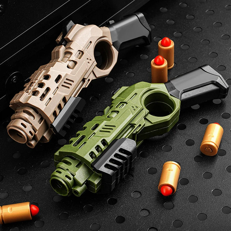 1Pc Nylon Spray Gun Fired Ejected Soft  Pistol  Spinner Multi Playability Decompression Ratchet Flip Push Slider Toy