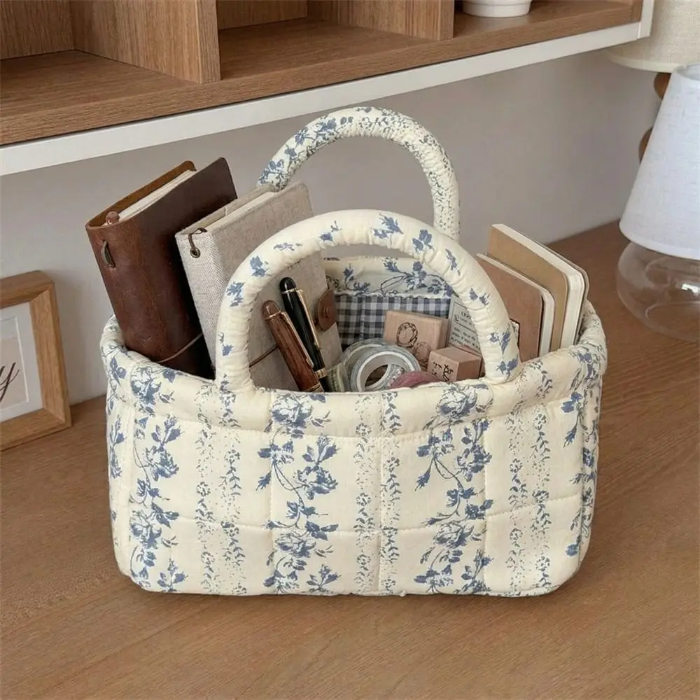 

Large Capacity French Vine Handbag Hand-held Folding Laundry Storage Basket Foldable Cloth Floral Organizers Basket Laundry Room