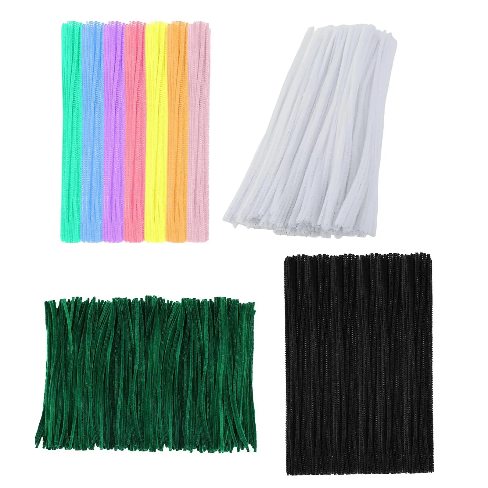 100 Pieces Plush Chenille Stems Bendable Wired Sticks Handmade 30cm Pipe Cleaners for Bouquet Making School Projects DIY Crafts