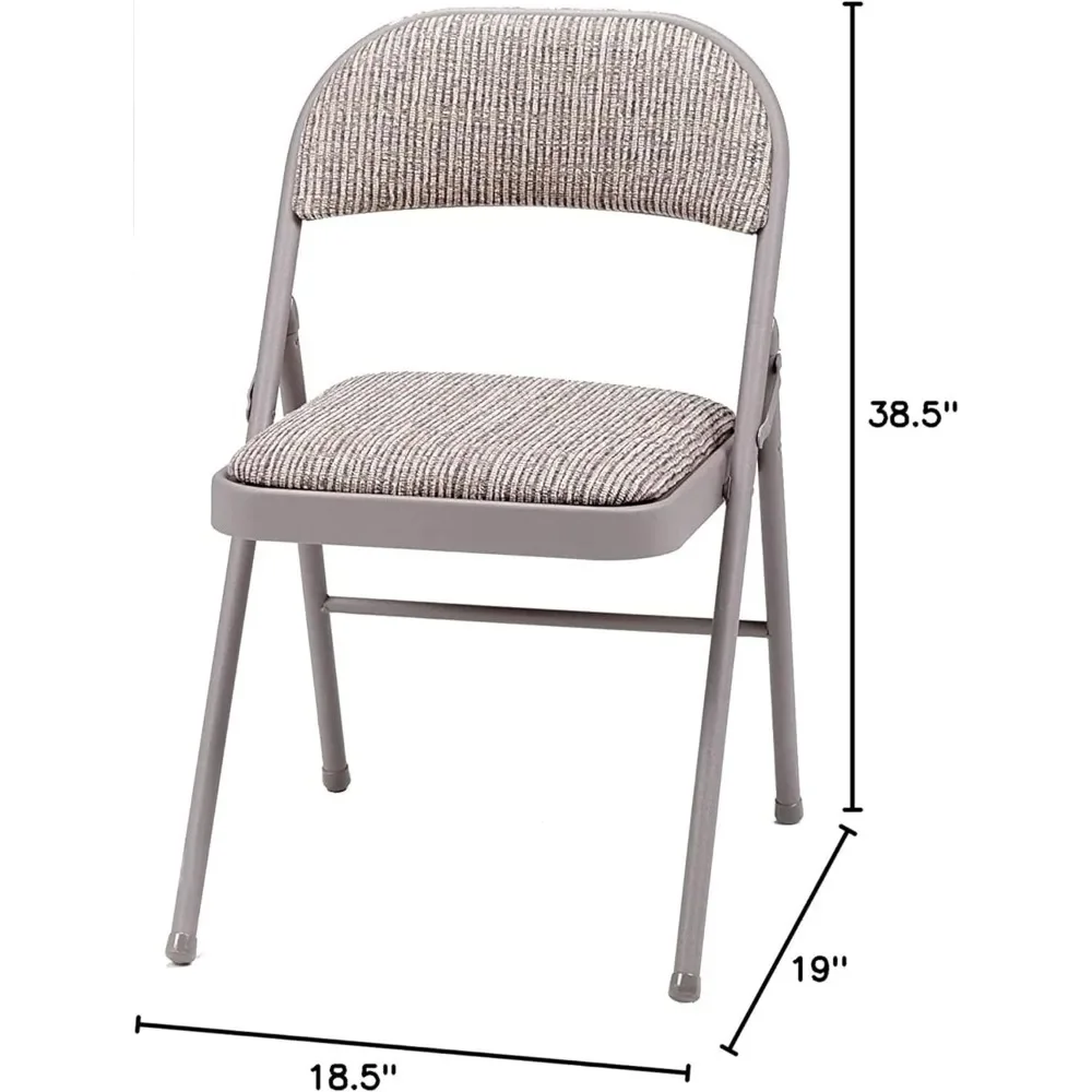 Sudden Comfort Deluxe Portable Metal Fabric Padded Folding Chair for Home, Outdoor, and Office Use with Contoured Backrest