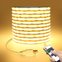 DC5V USB Powered COB LED Strip With RF Dimmable Remote Control 1/2/3/5M Flexible LED Tape For Kitchen Mirror Backlight Decor ﻿