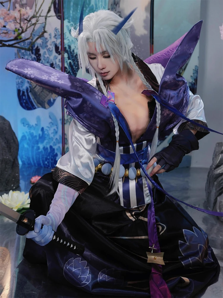 The Unforgotten Yone Cosplay Costumes and Wig,Game LOL Spirit Blossom Py Play Uniform,Halloween Carnival Party Outfit for Men