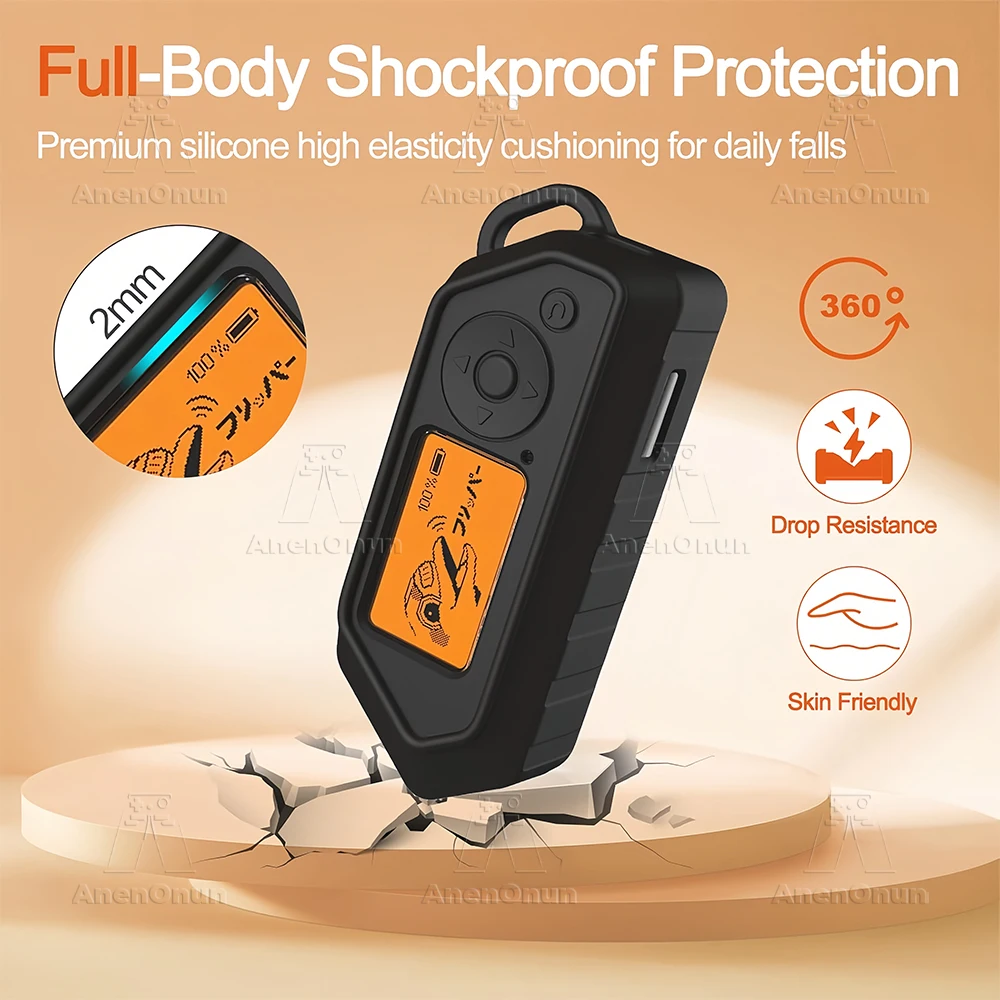 Flipper Zero Full Protective Case with Carabiner Anti-fall Anti-scratch Anti-slip Black Silicone Soft Shell Cover Accessories