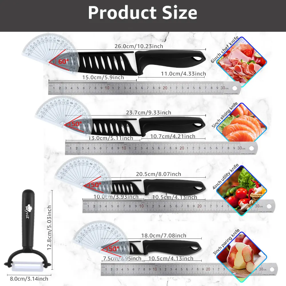 Ceramic Knife 3 4 5 6 inch Knives Kitchen Set White Blade Chef Utility Paring Vegetable Slicing Ceramic Knives With Peeler Set