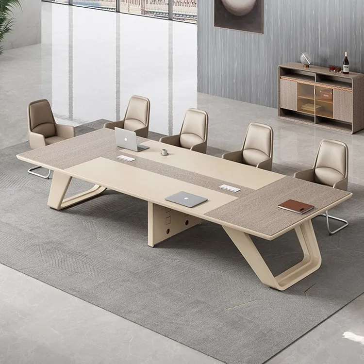 Premium Large light luxury paint conference simple modern conference room, office table and chair combination negotiation table