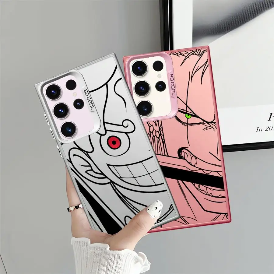 Case for Samsung Galaxy S22 Ultra S23 Note 20 Ultra S21 S24 FE S25 S20 FE S25Edge Phone Cover One Piece Happy Face Luffy Zoro 