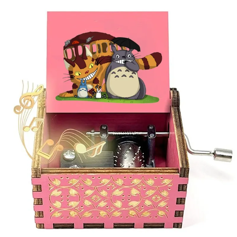 Caja de Música de Madera Totoro, Linda Caja Musical Tallada a Mano con Diseño de Anime Miyazaki, Adorno Decorativo para el Hogar, Regalo de Cumpleaños para Mujeres