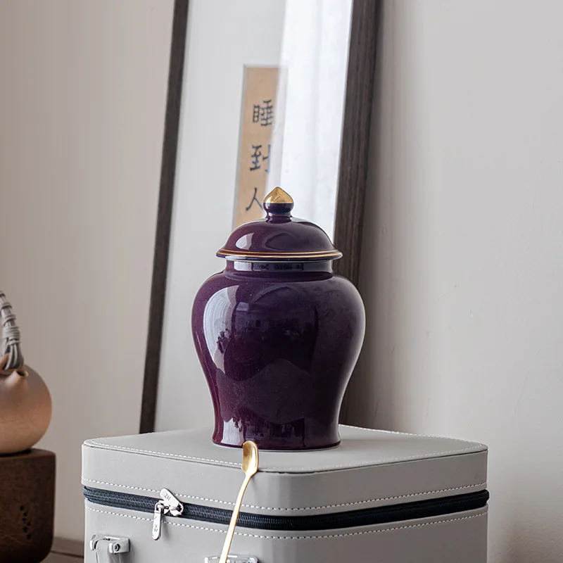 YFY high-grade Jun kiln porcelain sealed ceramic general jar Baihao silver needle Longjing  black  rock tea can