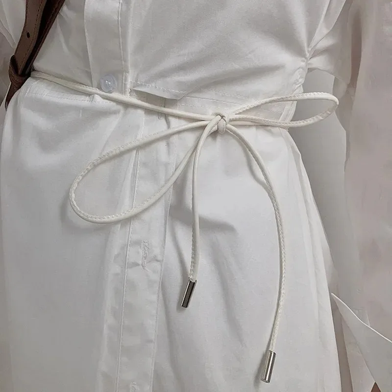 Frauen Leder Seil Taille Kette Gürtel für Frauen einfache Dekoration Krawatte 156cm Länge Taille Seil geknotet Vintage Schnur Bund