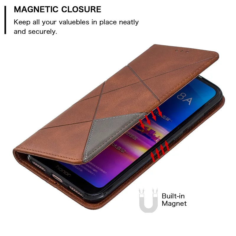 Чехол для Huawei Y6 2019 тонкий кожаный чехол с магнитной подставкой Y 6 Pro Prime 2018 Y6P Y6S бизнес-телефона Фото №4